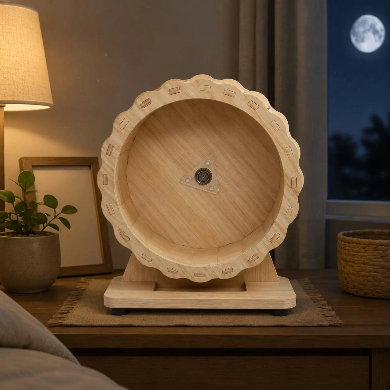 Picture 4: Silent Hamster Wheel Low Noise Wooden Hamster Wheel Wood Pet Runner Chewable Double-Sided Waterproof for Hamsters, Cage