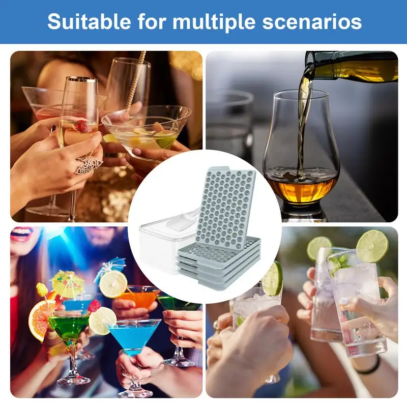 صواني ثلج صغيرة 3 طبقات قالب ثلج ويسكي قوالب مقاومة للحرارة 104 شبكات صندوق حاوية لكوكتيلات ويسكي بوربون