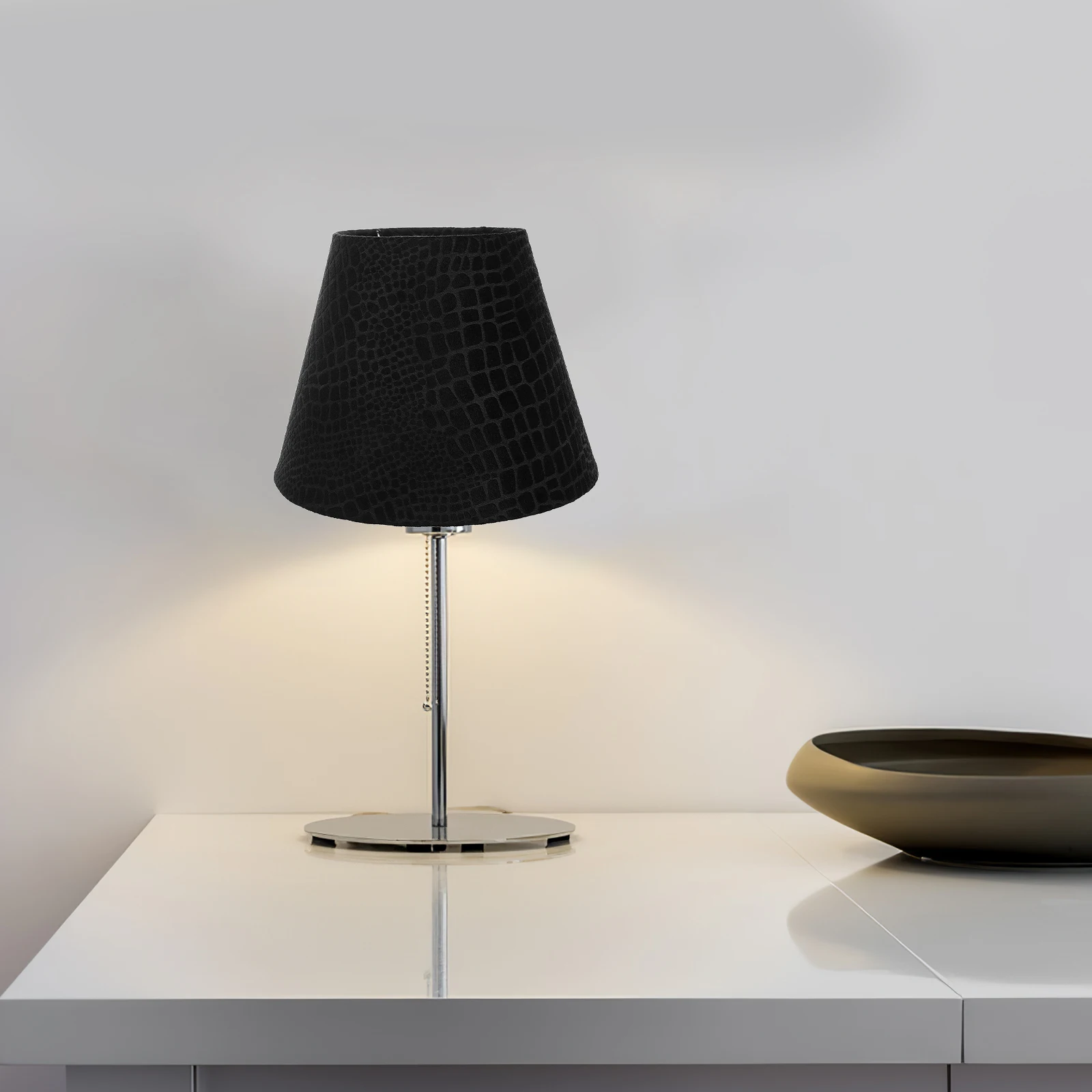 

Cloth Drum Lampshade Plaid Pattern Black Fabric Light Shade Replacement Table Lamp Cover Compatible E27 E14 Decorative Home
