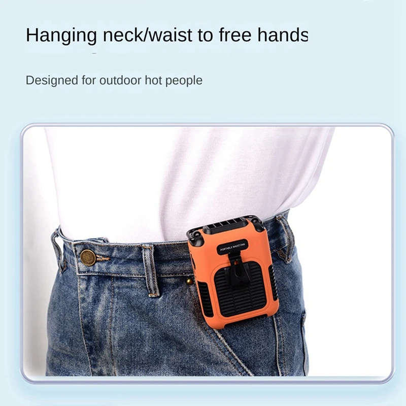 Portable Neck Fan With Lanyard Wearable Body Belt Fan 8000Mah Rechargeable Battery Operated Powered Small Mini Fan