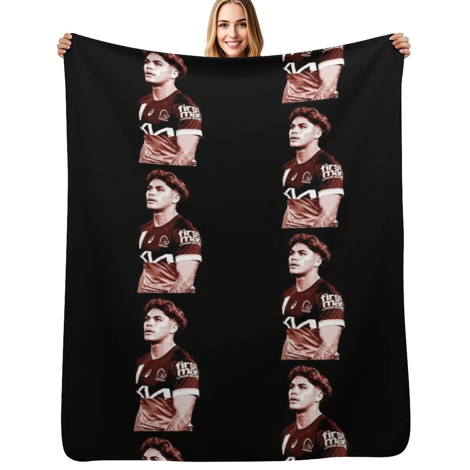 

Reece Walsh NRL orange posterized Throw Blanket valentine gift ideas Large Cute Blanket