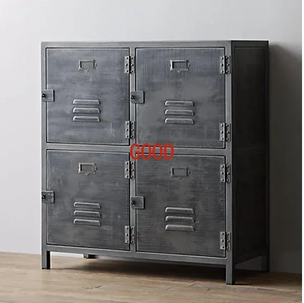 

American solid wood dining side cabinet wrought iron restaurant hotel wall side cabinet