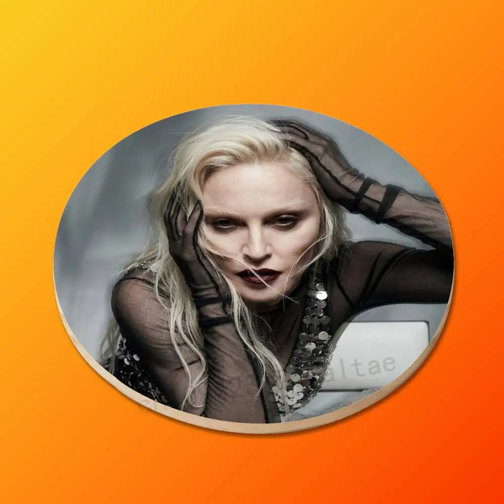 M-Madonna P-Popular S-Singer Round Wooden Coasters Non-Slip Suitable for Drinks Tea,Coffee Home Perfect Gift