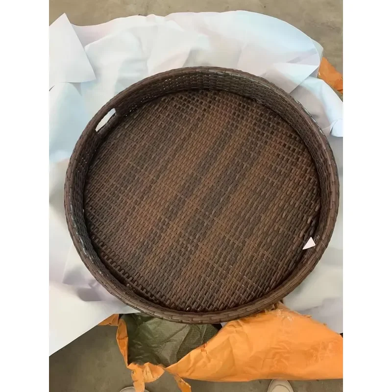 Round Rattan Floating Serving Tray for Pool Beach Hotel Villa Breakfast