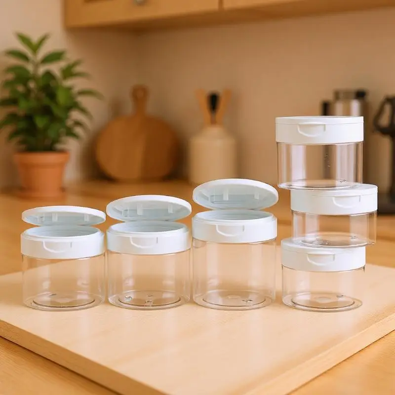 New Makeup Remover Pad Jar With Tweezers Round Clear Container Jars Empty Bottle Wide Mouth Flap Bottle Storage Lotion