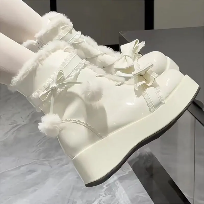 

Новые зимние сапоги 2025 года с толстой подошвой и теплой подкладкой, милые хлопковые ботинки для зимы