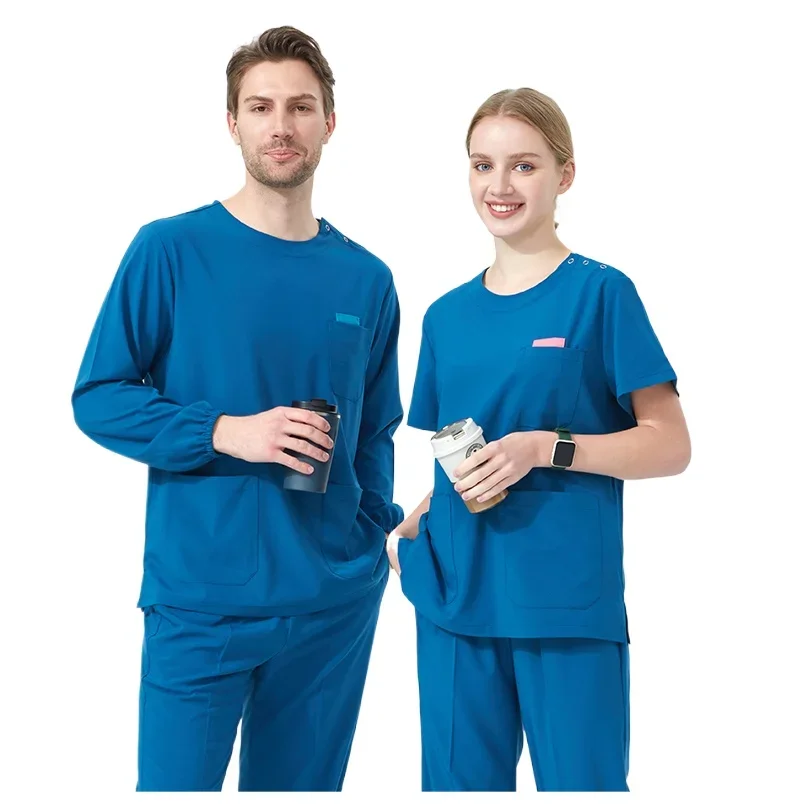 Customizable LOGO Sport Medical Scrub Set Performance Stretch and Comfortable - Top and Pant Doctor Nurse Outfit Scrubs Uniform