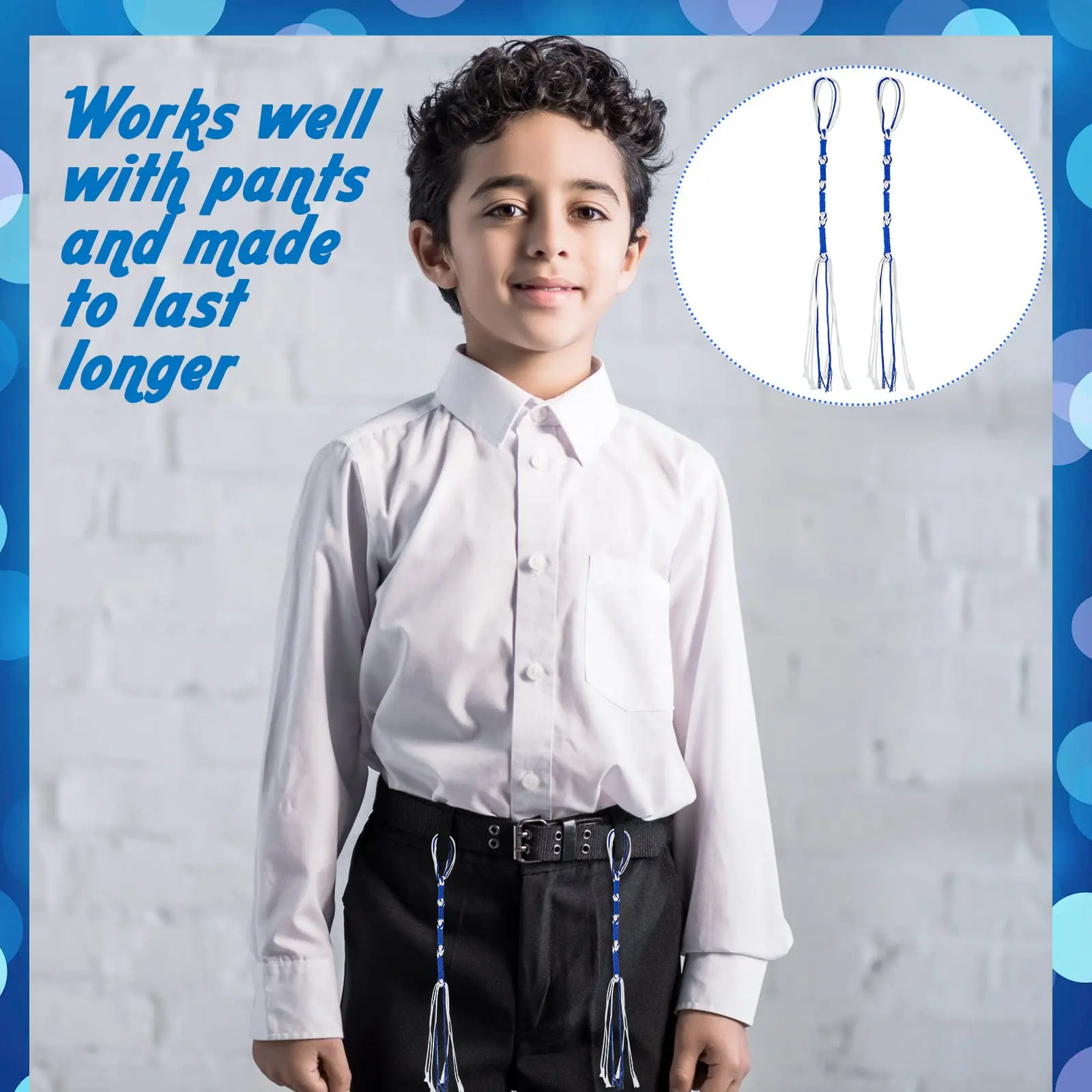 8/16 Pcs Blue White Hebrew Tzitzit Tassels Fringe with Metal Quick Clips Jewish Messianic Jeans Belt Loop Fasteners Decoration view 4