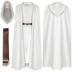 White Wizard Cosplay Fantasy Wigs Clothing Movie Movie Lorded Rings Costume Disguise Adult Men Roleplay Fantasia Outfits Male