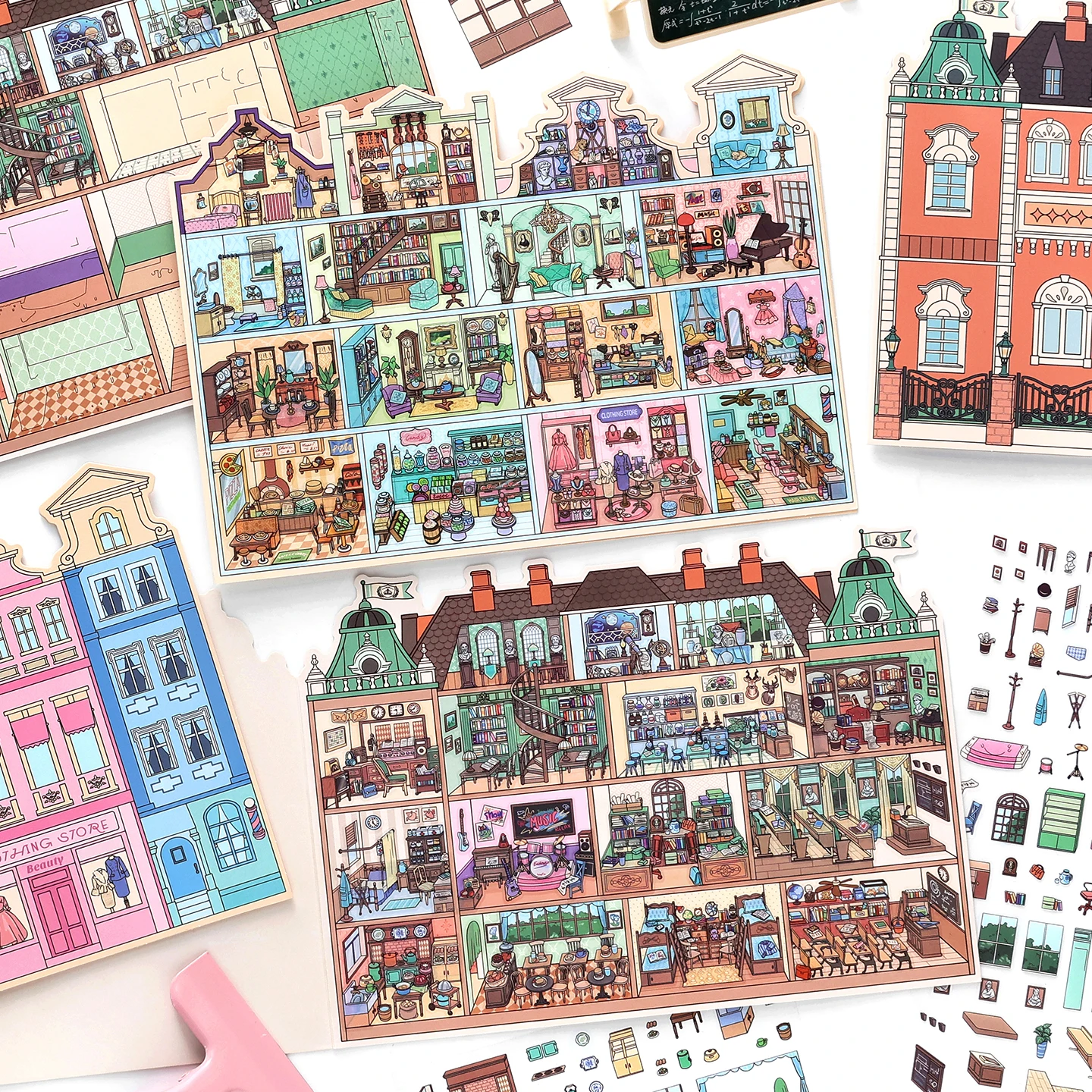Kawaii College of Fine Arts 3D Candy Apartment Landscape Sticker  DIY Pocket Cabin Scene festival gift
