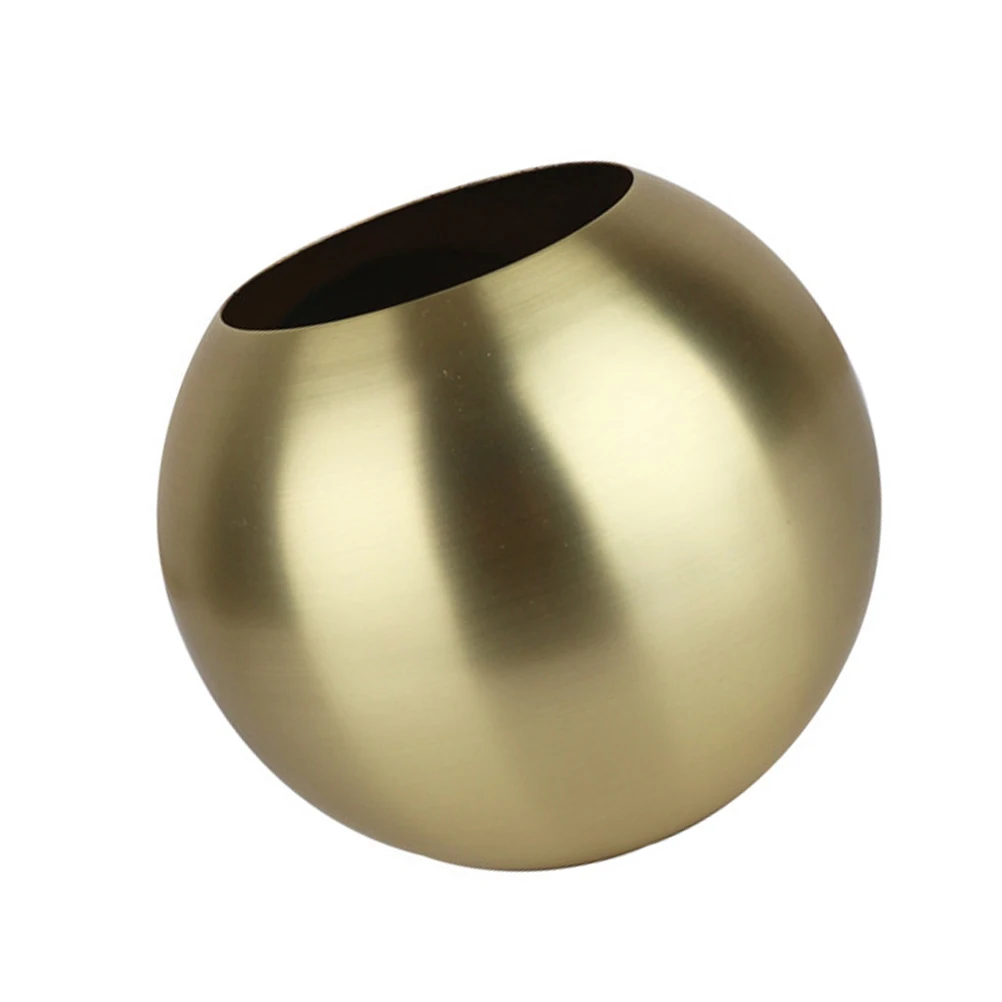 

Сферическая металлическая ваза для орхидей, цветочный горшок, комнатная трубка, золотой кашпо из нержавеющей стали, высококачественный, прочный, легко чистится, легкий вес
