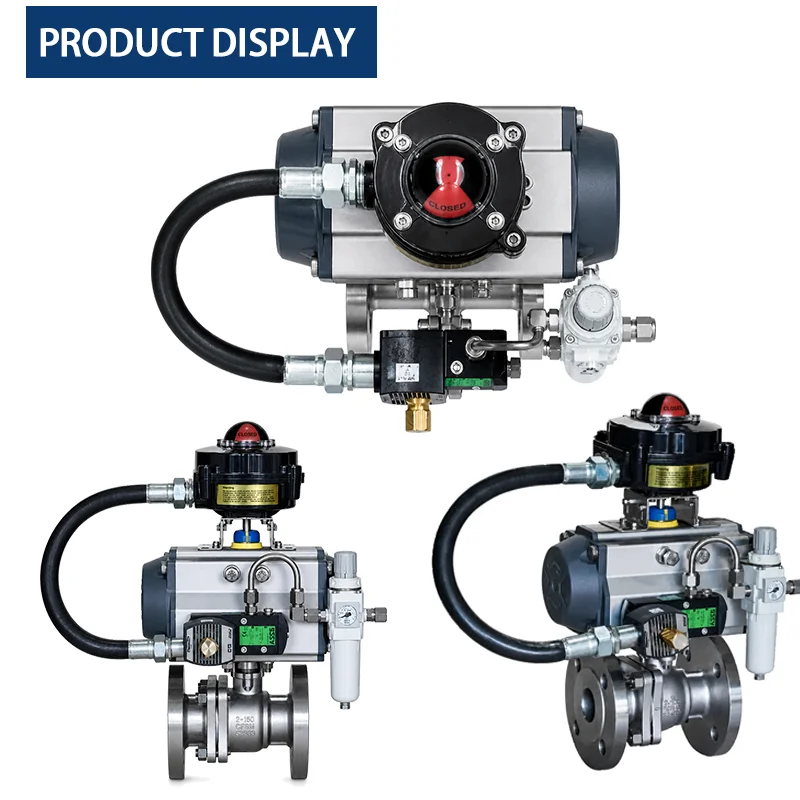 Quarter-turn Pneumatic Flanged Floating Ball Valve PTFE Seat With ATEX Limit Switch Solenoid Pilot Valve Air Filter Regulator