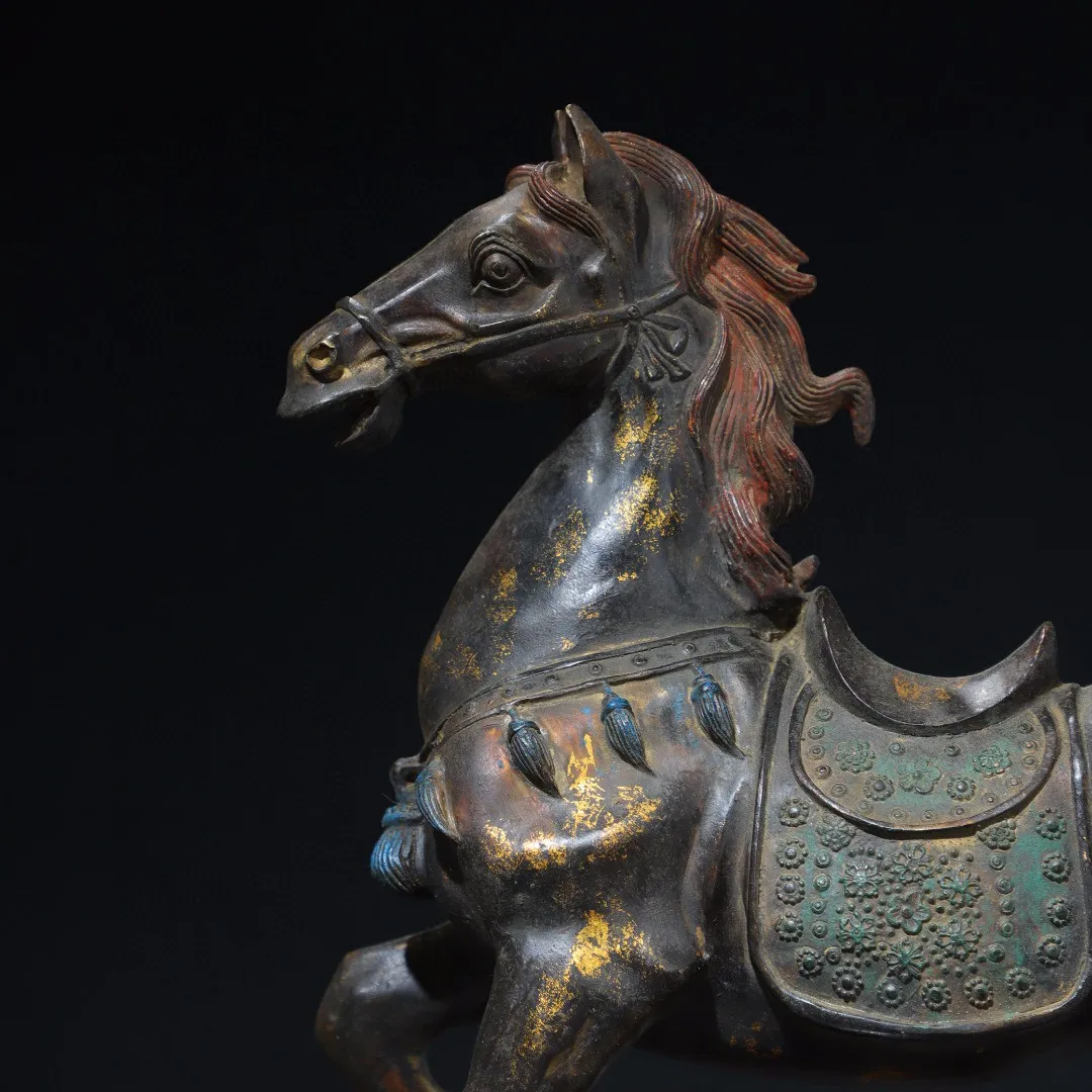 Tibetan bronze decals painted ornaments horse to successful home shop study case porch Bo Gu supplies decoration 47cm.