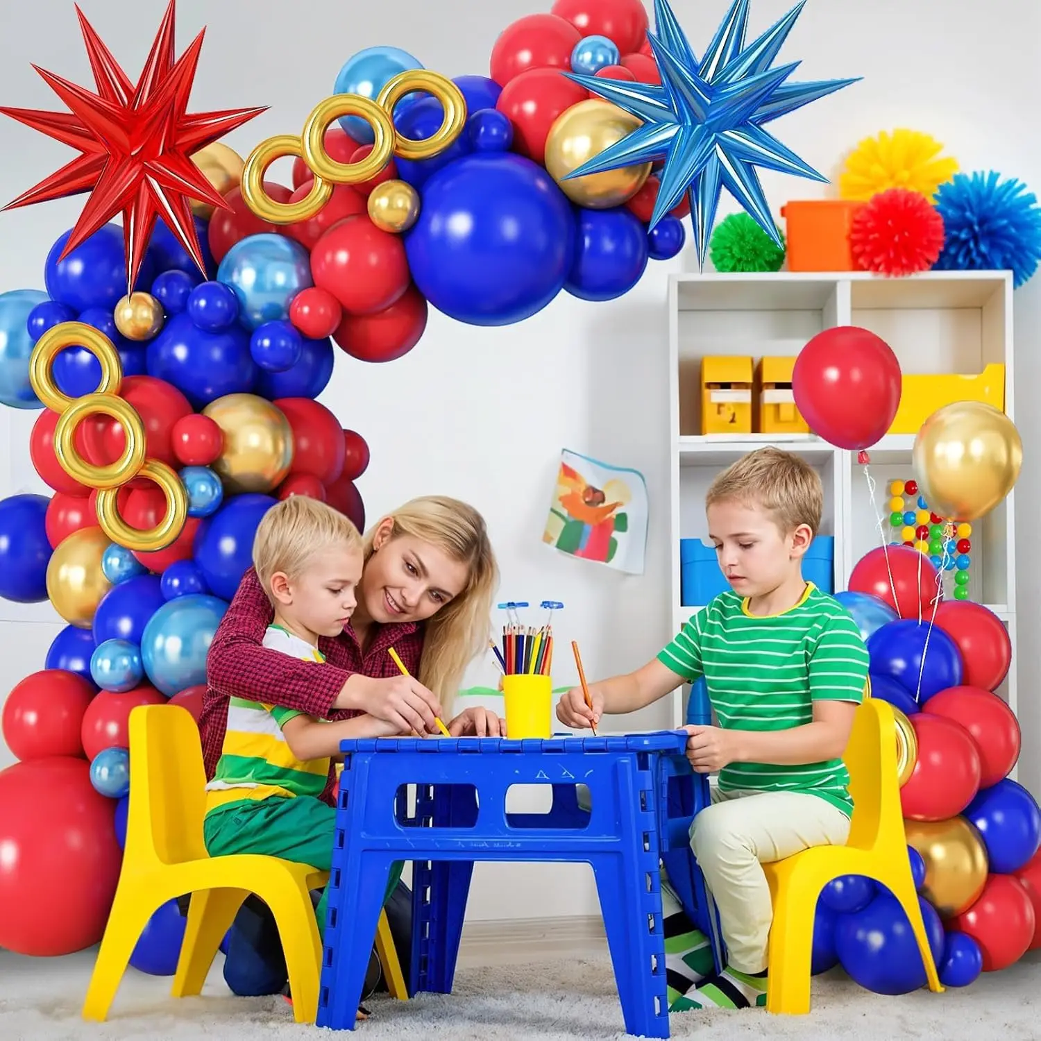 108Pcs Red Blue Gold Balloons Arch Garland Kit for Birthday Wedding Graduation Anniversary Decorations - view 5