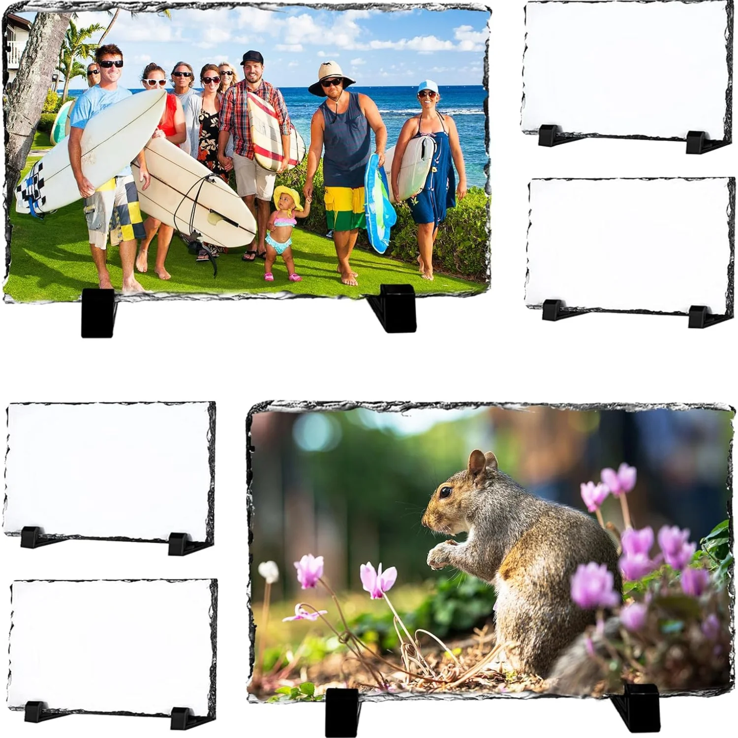 1pc Sublimation Slate Blank – Personalized Rectangular Heat Press Display with Stand, Heat Tape & Stone Plate