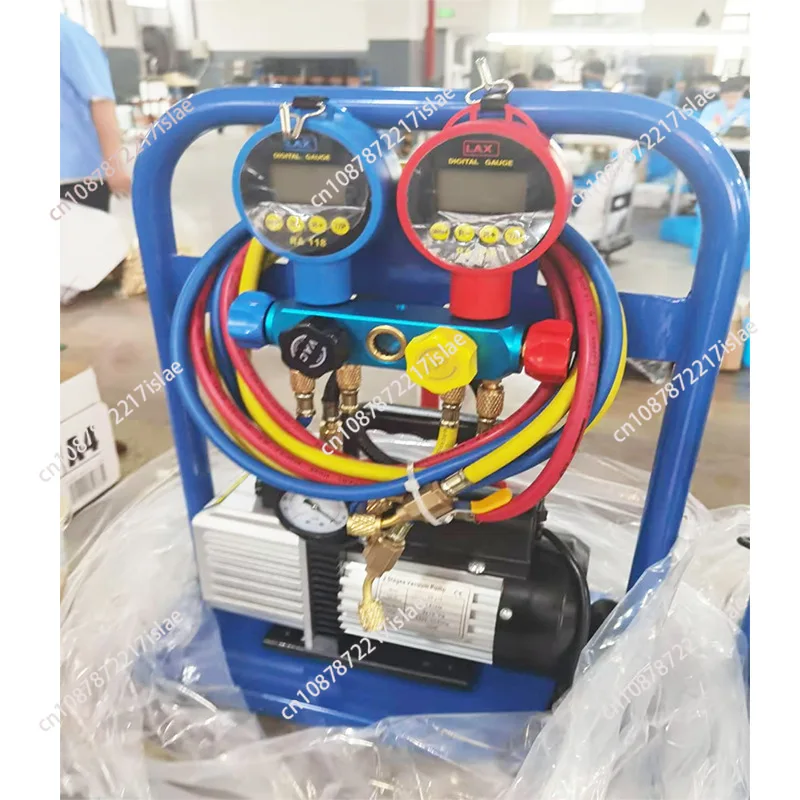 HVAC Refrigerant Charging Recovery Station With 5-Valve Manifold Gauge for Car Air Condition Repair