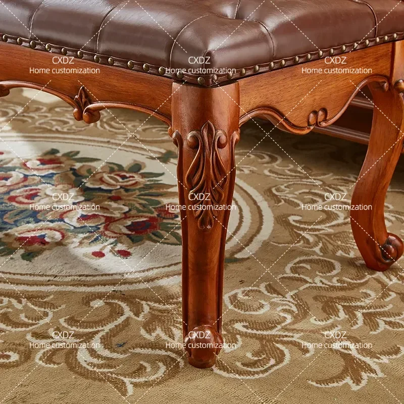 Solid Wood Bedside Stool Long Strip Leather Bench for Bedroom Entryway Shoe Changing Dressing Coat Rack Coffee Table Ottoman