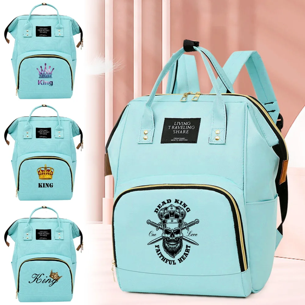 Mommy Diaper Bags Newborn Changing Mat Outdoor Travel Bag Convenient Milk Bottle Organizer King Printing Series Large Capacity