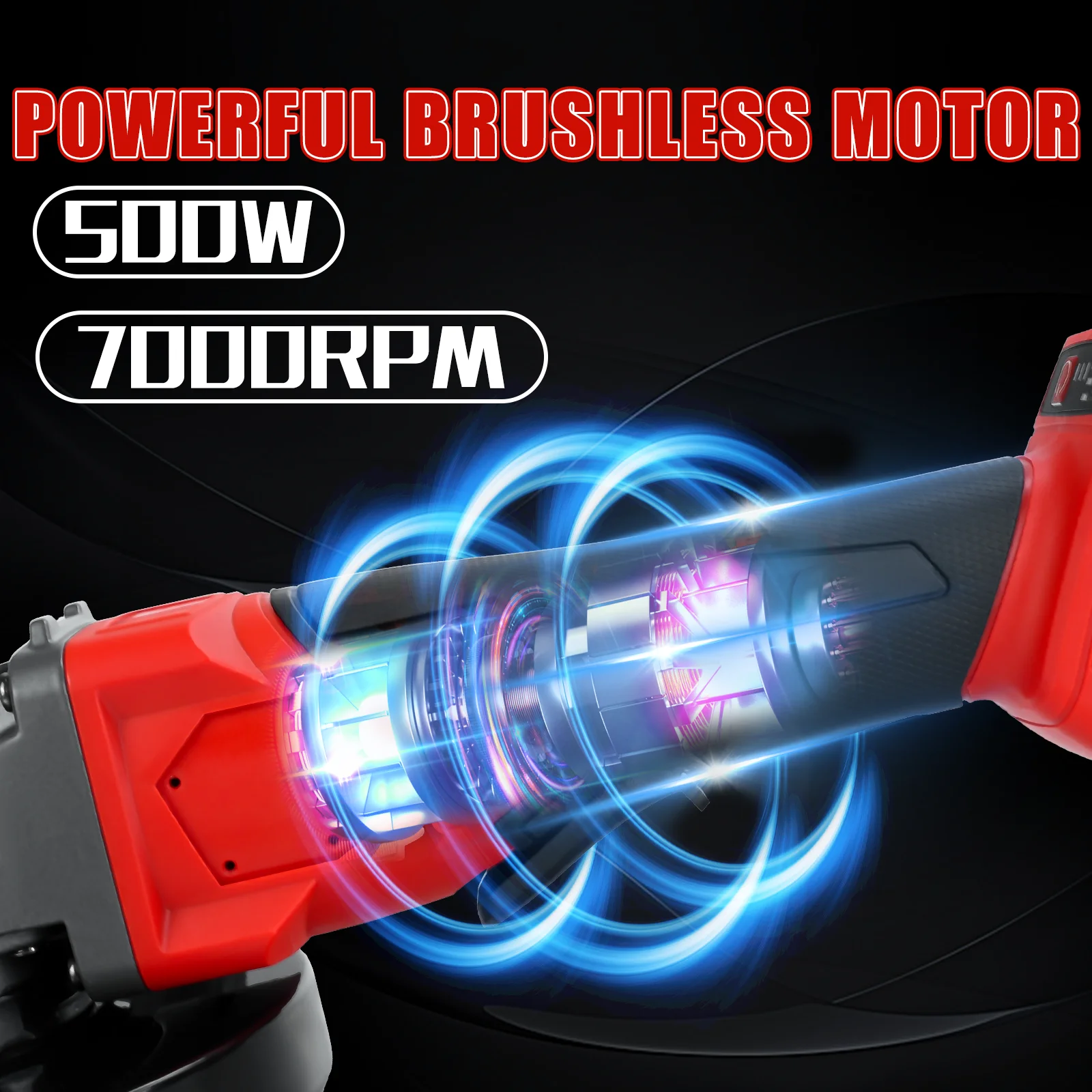 Cordless Angle Grinder para Milwaukee, Brushless Metal Grinder Polimento Máquina de corte, 18V Bateria, 125mm, 7000RPM, sem bateria