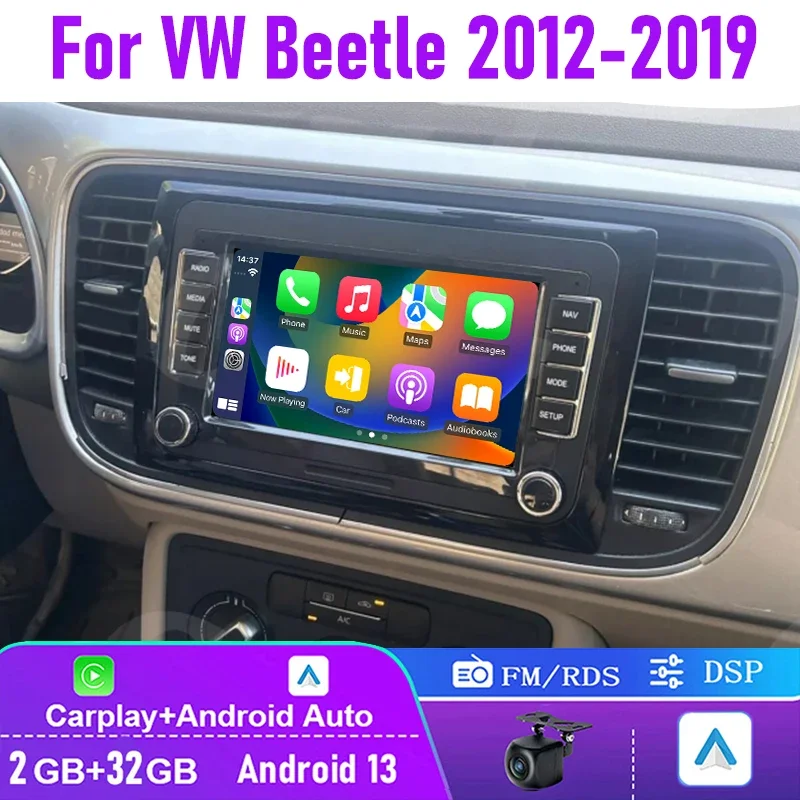 

For VW Beetle 2012-2019 Apple Carplay Android 13 Car Stereo Radio 2-32GB Head Unit GPS Navi