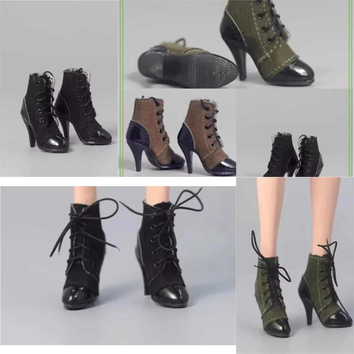 

ZY1007 1/6 Scale Hollow High Heels Lace Up Ankle Boots High Heel Shoes Model for 12" Female Soldier Action Figure Doll Gift Toys