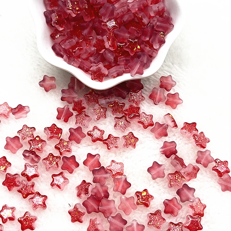 الخماسية نجمة ماتي الزجاج الخرز ، الملونة ، فاصل فضفاض ، صنع المجوهرات ، أساور اليدوية ، أقراط ، جديد ، 30 قطعة ، 8 مللي متر