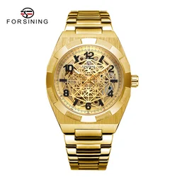 Fashion Forsining Top Brand Mechanical Full Stainless Steel Watch Skeleton Design Automatic Man Hand Waterproof Reloj De Hombre