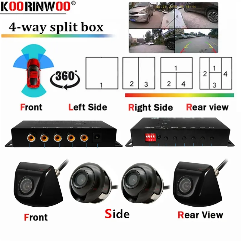 OOWLIVEE Smart System All For 1 360 Around Auto Combiner 4 Video Input Front Camera Side Rear View Support Radio Car Accossories