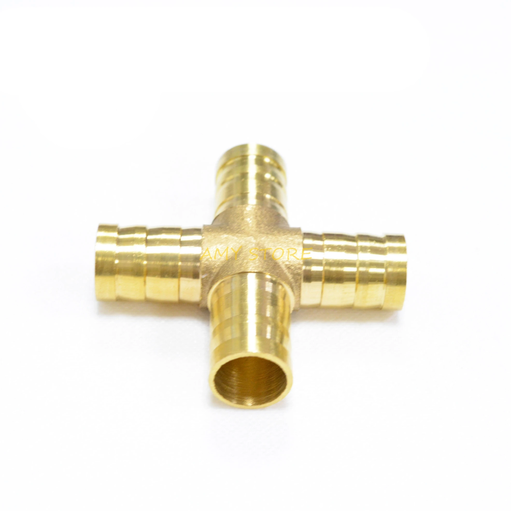 1Pc 6 8 10 12mm Air Tube Hose Barbed Tail 4 Ways Cross Shaped Brass For Air Water Oil Line