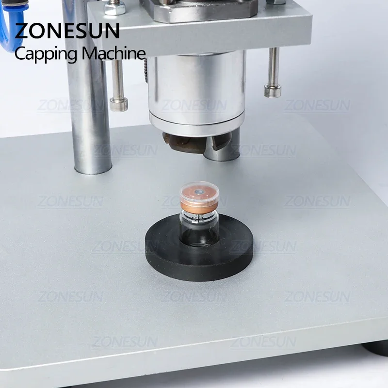 ZONESUN Pneumatic Semi-automatic Oral Medicine Penicillin Glass Bottle Vial Capping Machine