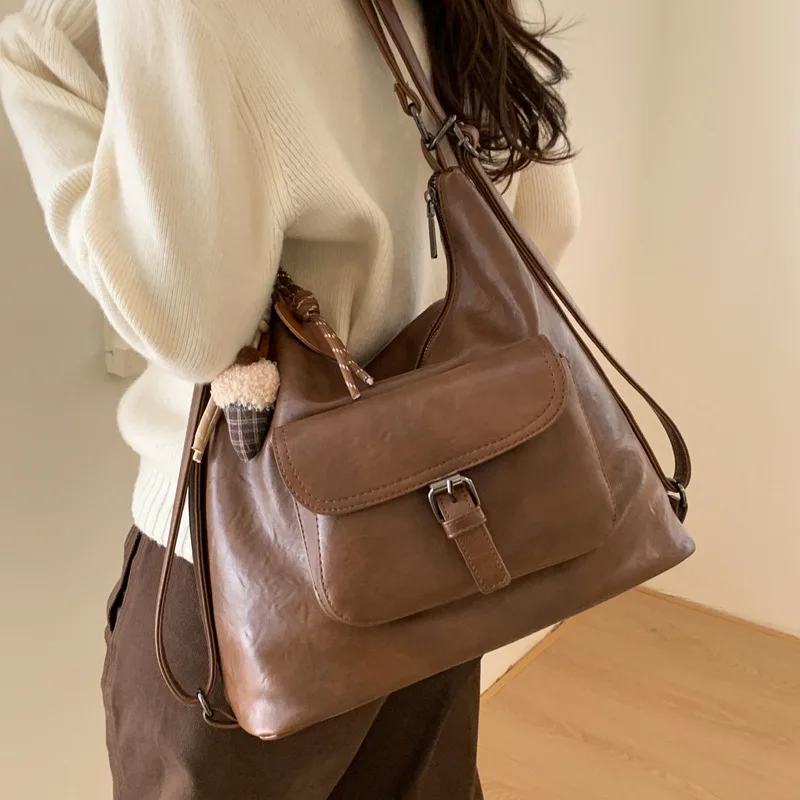 

Vintage Tote Bag For Women, Large Capacity, 2025 New Autumn And Winter Versatile Shoulder Commuter Bag, Multifunctional Backpack