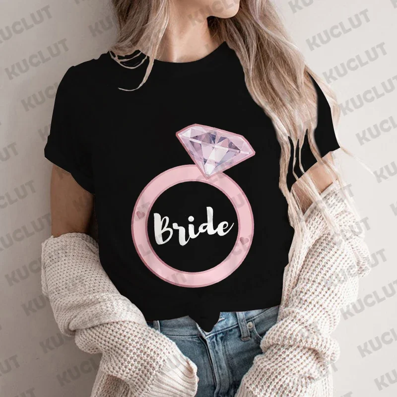 Team Bride Tshirt Wedding Bachelorette Hen Party T-Shirt Women Aesthetic Clothing Short Sleeve Tees Single Farewell EVJF Tops