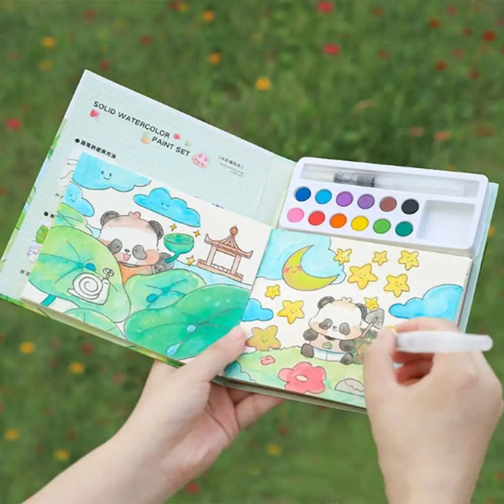 Creative Gouache Graffiti Picture Book Gouache Art 24 Pages Watercolor Coloring Set Dip Pens Watercolor Paper Coloring Game