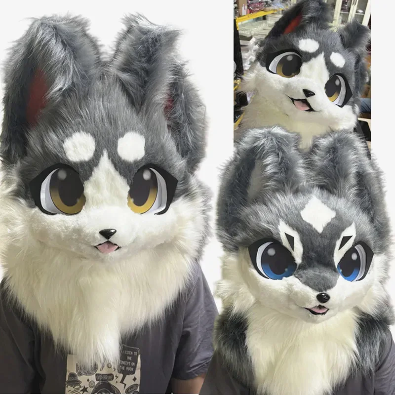 ليلي 123Kawaii الحيوان زي Fursuit فروي لطيف الكلب الذئاب الوحش رئيس ازياء والاكسسوارات البدلة
