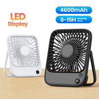 Ultra Thin Mini Portable Fan 5000mAh USB Rechargeable Electric Desk Fan LED Display Personal Cooling Table Fan Camping