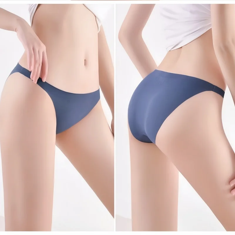 7 sztuk/zestaw bezszwowe figi lodowy jedwab majtki seksowna bielizna damska niski wzrost kalesony kobiece jednokolorowe ultra-cienka bielizna