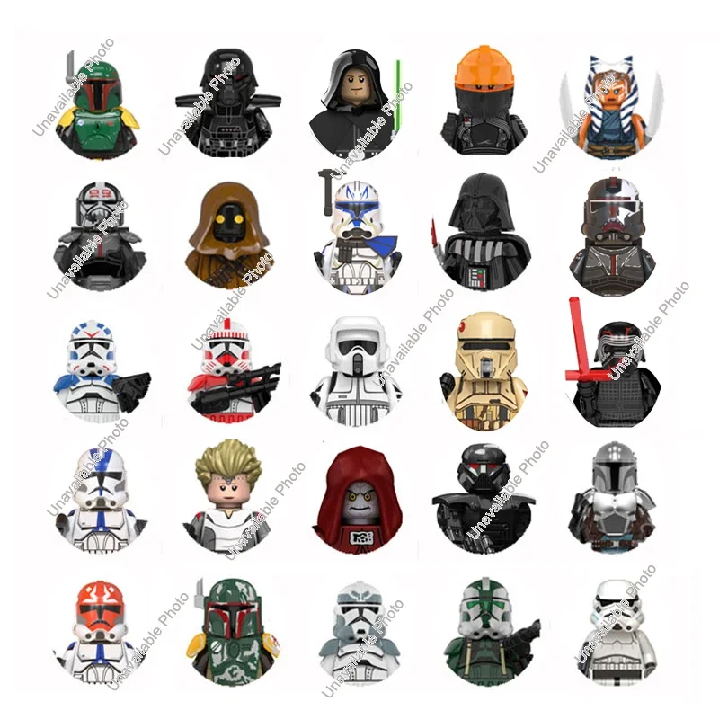 Figuras de bloques de construcción clon, juguetes populares, Trooper, Boba, Fett, LUKE, Skywalker, Ahsoka, Mandalorians, Dath Vader, Rey, Obi-wan