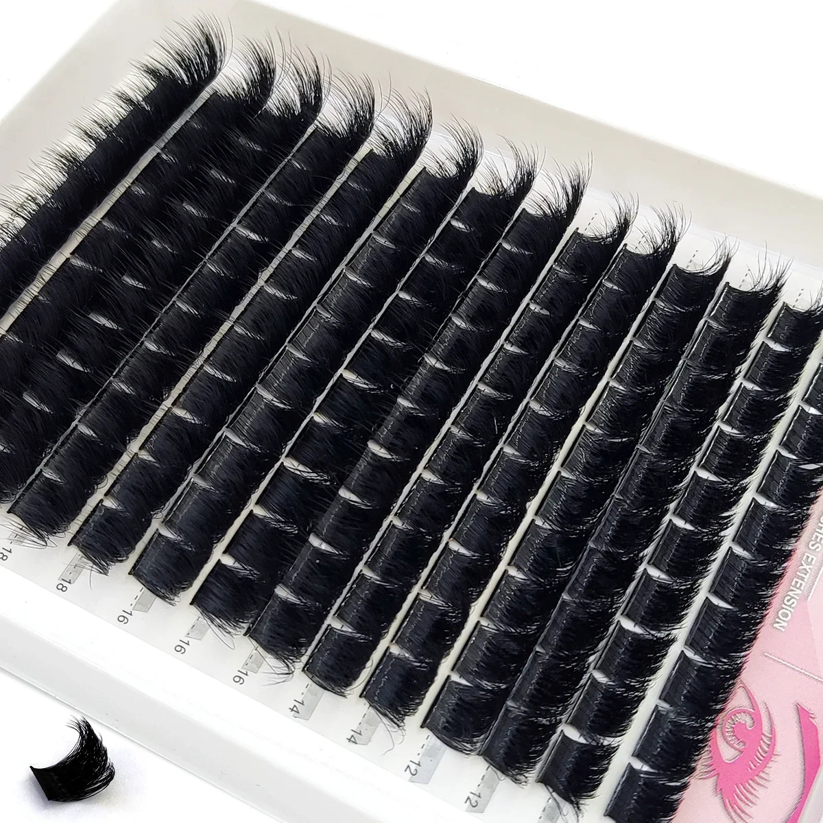 HBZGTLAD 8D Luxury Fluffy DIY 80D-300D Eyelash Clusters 10-20mm Mixed Length Eyelash Extension 0.07mm Russian D-Curl Thicknes ey