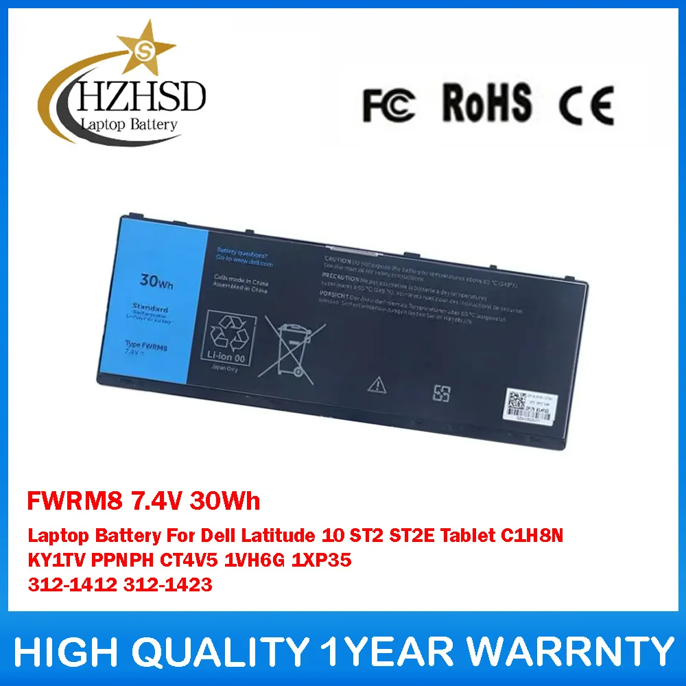 

FWRM8 7.4V 30Wh Laptop Battery For Dell Latitude 10 ST2 ST2E Tablet C1H8N KY1TV PPNPH CT4V5 1VH6G 1XP35 312-1412 312-1423