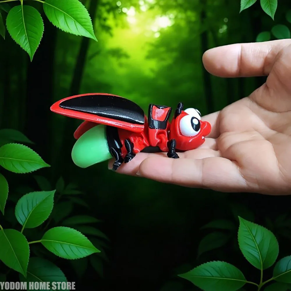 3D Printed Glow in the Dark Firefly Figure Colorful Cute Doll Home Decor Kawaii Desk Decoration Gift