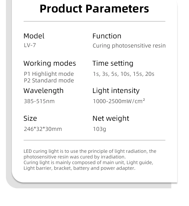 VVDental Kabellose LED-Aushärtelampe 2500mW/cm² 1 Sekunde Photopolymerisationslampe Harzaushärtung Kieferorthopädie Dentalinstrumente – Detail 2