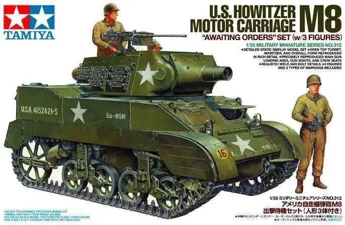 Tamiya 35312 1/35 Military Model Kit WWII U.S Howitzer Motor Carriage M8 Scott Model Building