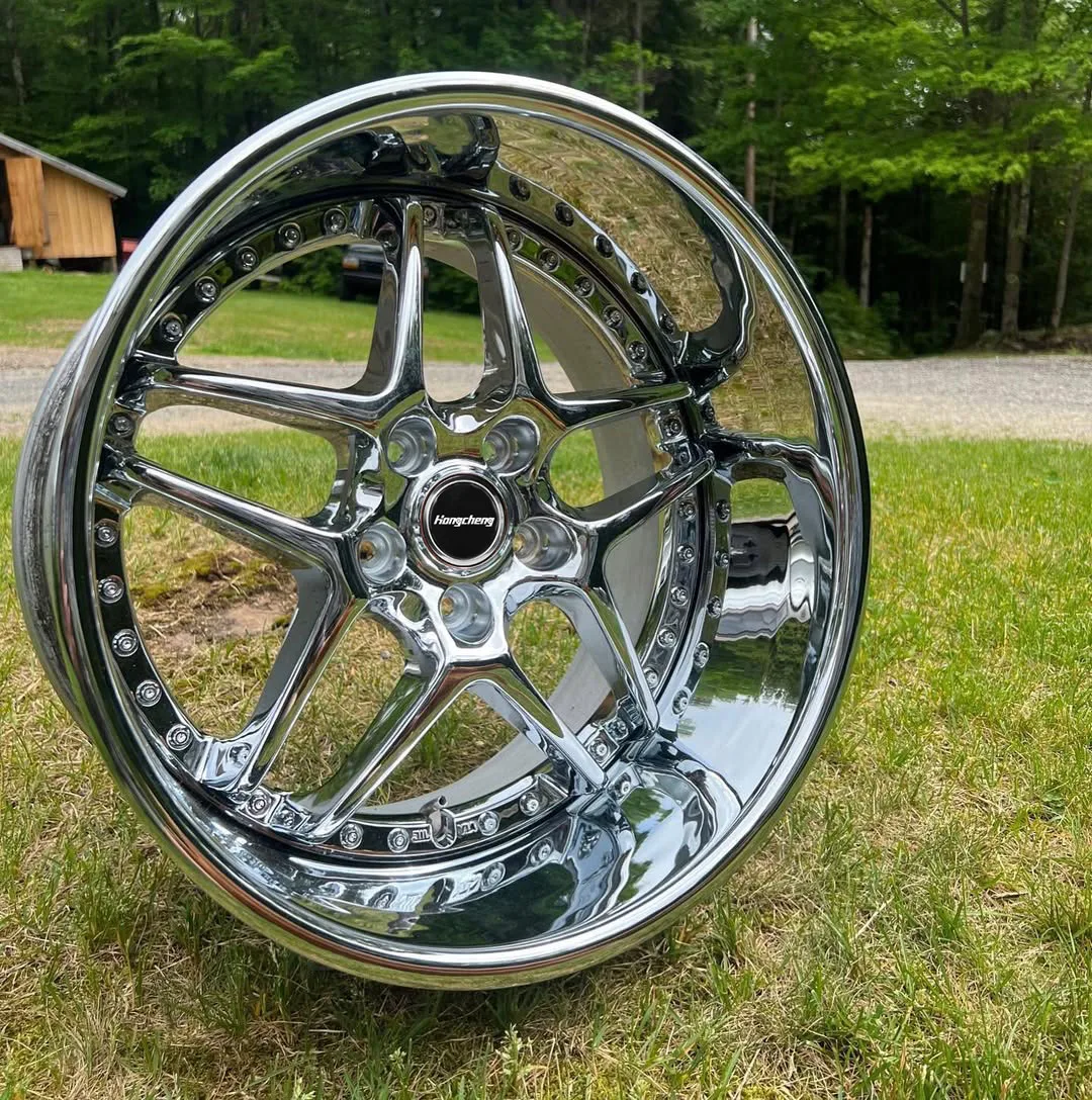 New model of 2615 16 17 18 19 20 21 22 Inch Deep Dish Chrome Five Spoke Car Rims Racing Wheels  2-piece Custom Forged Wheels for