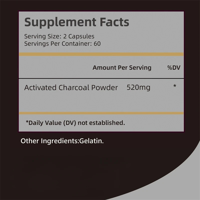 Activated Charcoal Capsules - Intestinal Cleansing, Promotes Digestion, Helps Relieve Bloating and Maintains Bowel Regularity