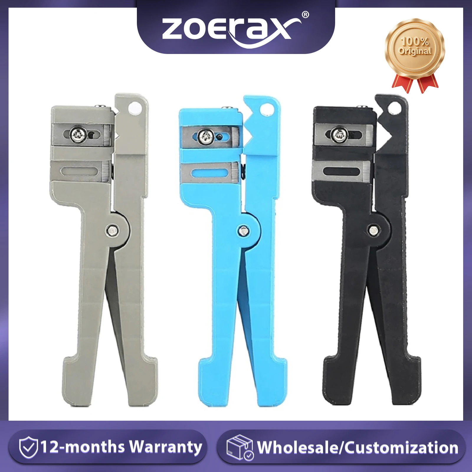 

ZoeRax Fiber Optic Stripper Tool Adjustable Cable Slitter for 0~3.2mm/3.2~5.6mm/5.6~7.9mm Coaxial Cables Stripper Tool