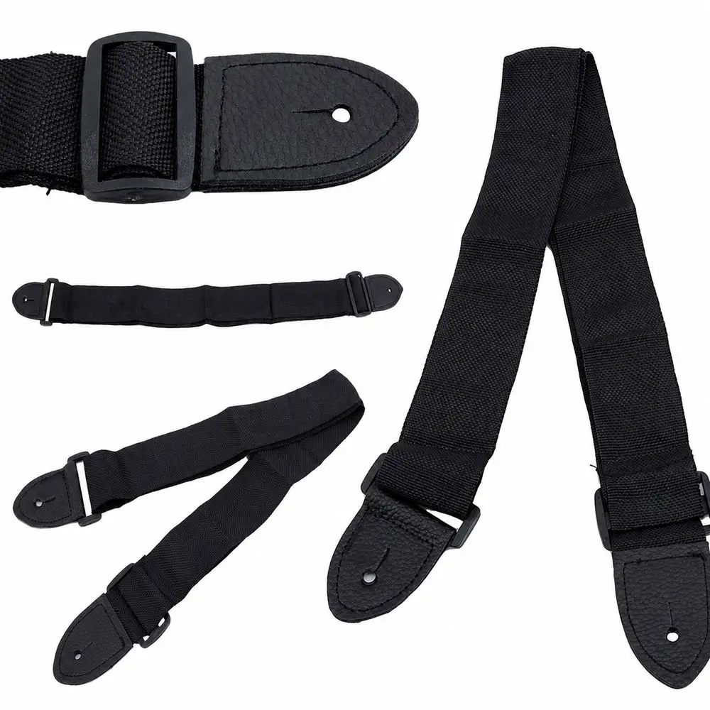 Adjustable Guitar Strap Black Wide Acoustic Guitar Strap Music Performance Woven Fabric Electric Guitar Strap