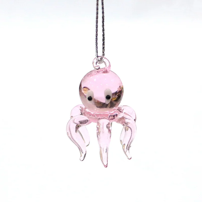 Mini Figurine Glass Octopus Pendant Aquarium Kawaii Decor Supplies Hanging Sea Animal Ornaments Women Jewelry Making Accessories