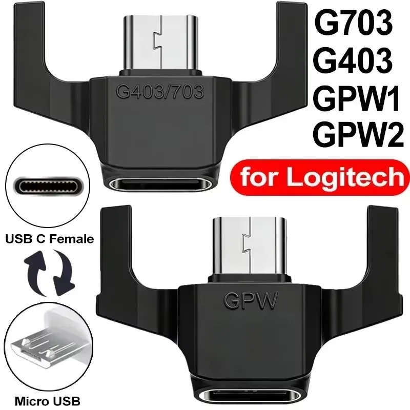 Micro USB To Type-C Charging Adapter for Logitech G703/G403 Logitech GPW 1/2 Wireless Gaming Mouse High-speed Charger Converter
