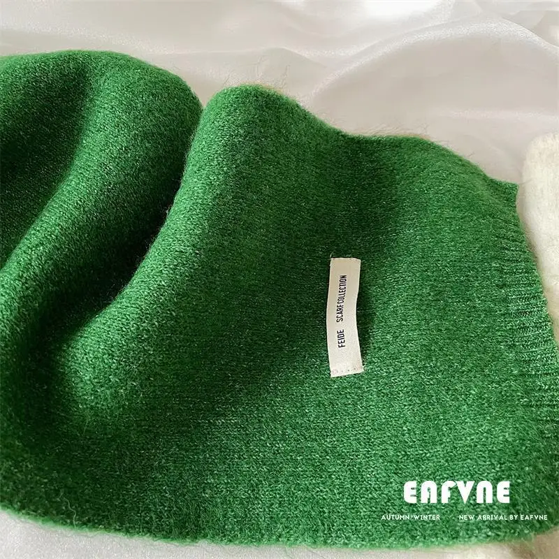 Contrasting Color Scarf Female Winter Neck Guard Cute Student Warm Knit Matching Color Decorative Bib 24W0