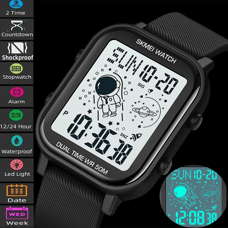 

Skmei Men's Dual Time Original Brand Silicone Strap Waterproof Led Chronograph Wristwatch Fashion Digital Sport's Watch